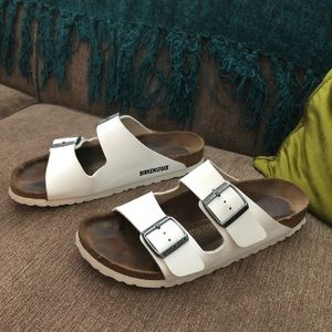 White Arizona Birkenstock Sandals USA 8 EU 39